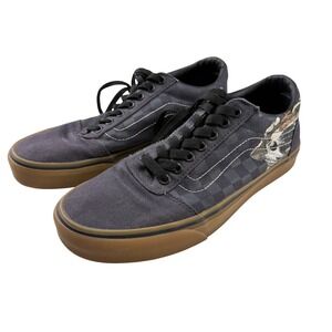 Vans Old Skool Skull Print Black Gum Sole Sneakers Mens Size 8